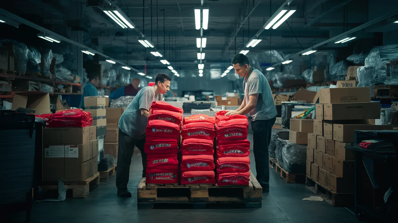 Bulk shirt delivery pallet Freight boxes with shirts